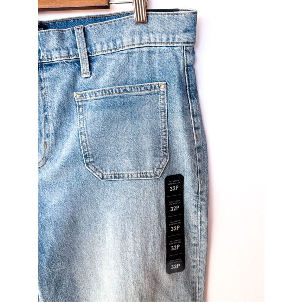 NWT J. Crew Factory Light Wash Slim Wide Leg Patch Pocket Denim Jeans 32P - Picture 5 of 10